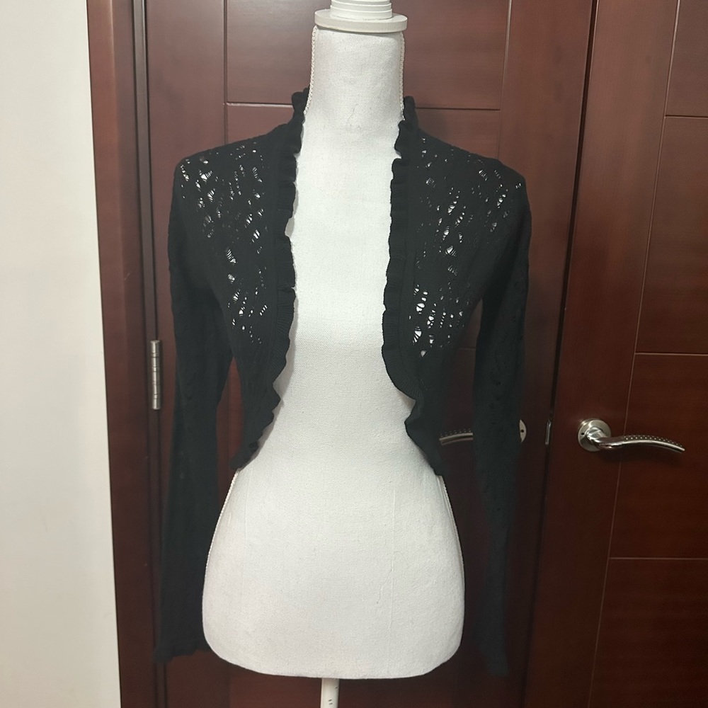 Elie Tahari 💯 extra fine merino wool crochet bolero new